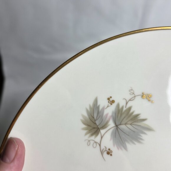 TWO Noritake Fantasia Dinner Plates Ivory with Gold Grapes and Gray Tan Leaves - Picture 10 of 14